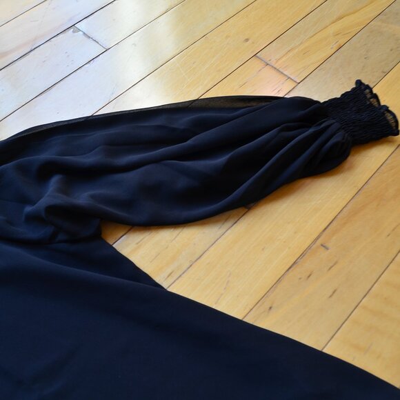 Chico's Chicos Square Neck Blouse Georgette Top Black NWT Size 3 US XL - Picture 4 of 11